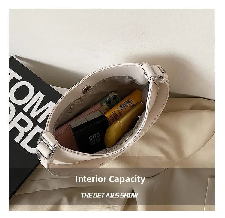 Fashionable White Small Shoulder Bag Women's Bag 2025 New Design Trendy Underarm Bag Soft Korean Style Casual Pure Color - Tara's Tiny Treasures