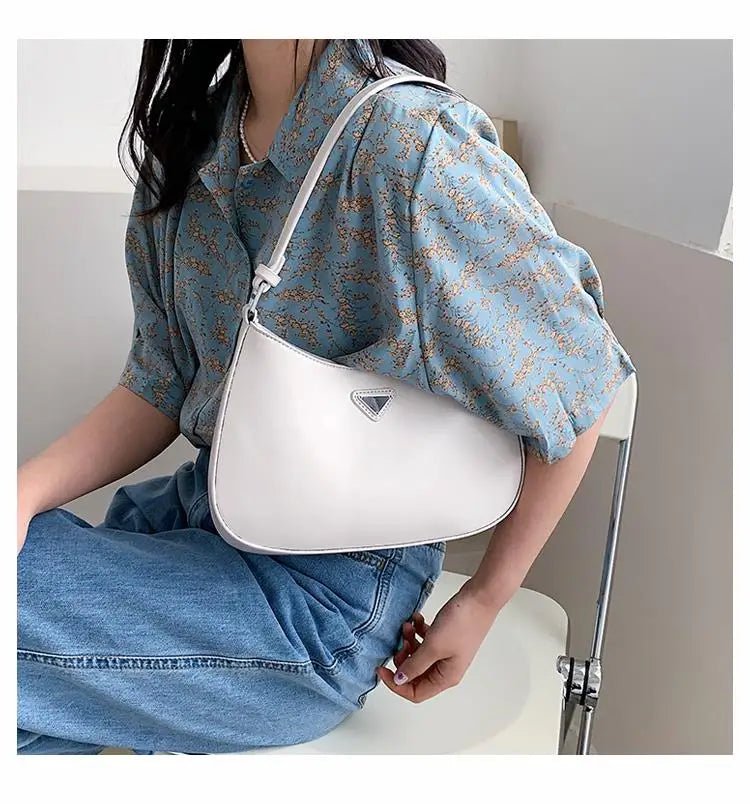 Fashionable White Small Shoulder Bag Women's Bag 2025 New Design Trendy Underarm Bag Soft Korean Style Casual Pure Color - Tara's Tiny Treasures