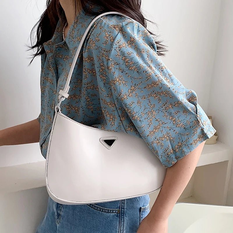 Fashionable White Small Shoulder Bag Women's Bag 2025 New Design Trendy Underarm Bag Soft Korean Style Casual Pure Color - Tara's Tiny Treasures