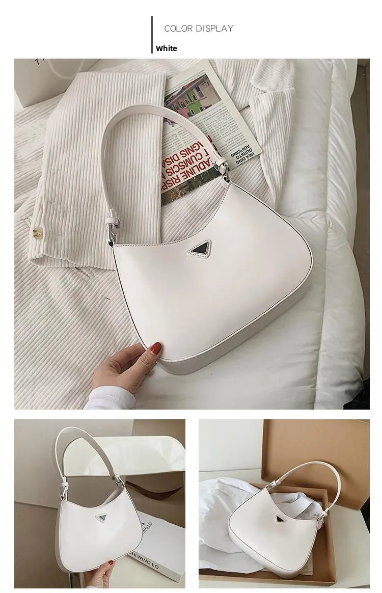 Fashionable White Small Shoulder Bag Women's Bag 2025 New Design Trendy Underarm Bag Soft Korean Style Casual Pure Color - Tara's Tiny Treasures