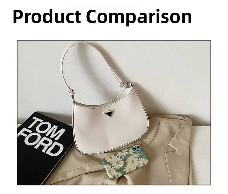 Fashionable White Small Shoulder Bag Women's Bag 2025 New Design Trendy Underarm Bag Soft Korean Style Casual Pure Color - Tara's Tiny Treasures