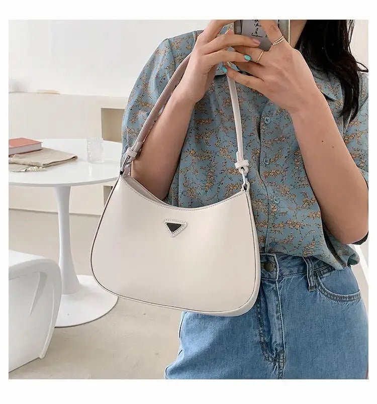 Fashionable White Small Shoulder Bag Women's Bag 2025 New Design Trendy Underarm Bag Soft Korean Style Casual Pure Color - Tara's Tiny Treasures