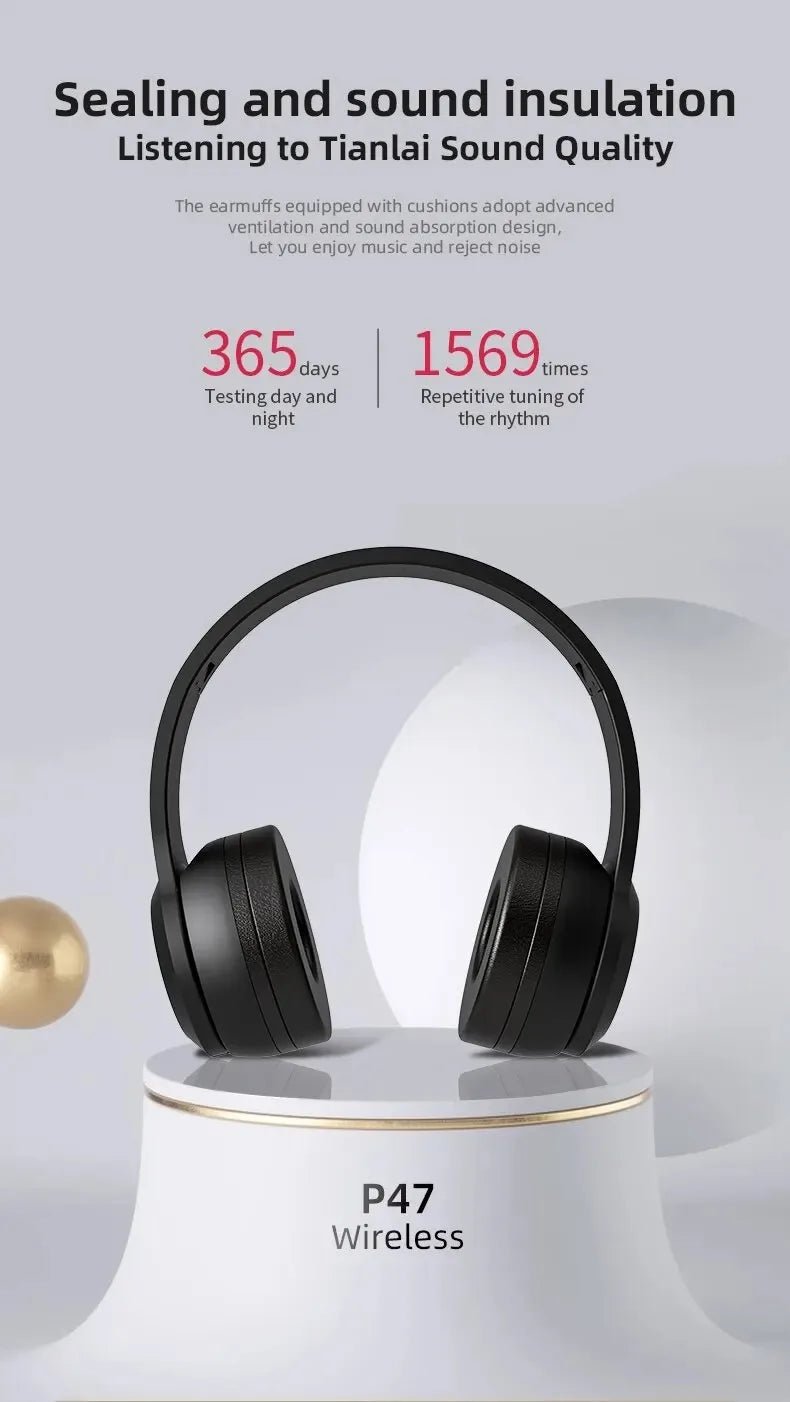 Fone Wireless Bluetooth Headphones HIFI Stereo Foldable P47 Earphones Kid Helmet Gift With Microphone Support SD Card For iPhone - Tara's Tiny Treasures