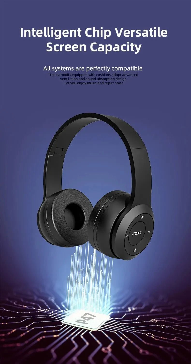 Fone Wireless Bluetooth Headphones HIFI Stereo Foldable P47 Earphones Kid Helmet Gift With Microphone Support SD Card For iPhone - Tara's Tiny Treasures
