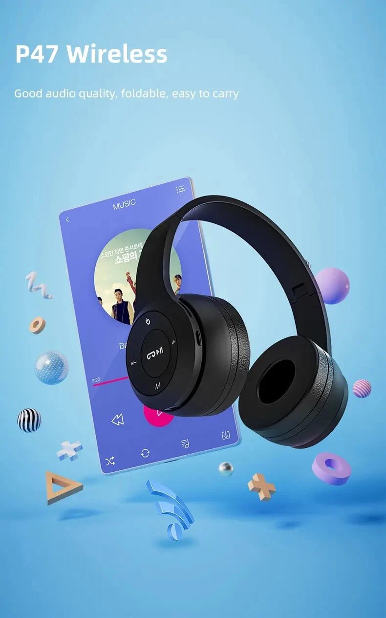 Fone Wireless Bluetooth Headphones HIFI Stereo Foldable P47 Earphones Kid Helmet Gift With Microphone Support SD Card For iPhone - Tara's Tiny Treasures