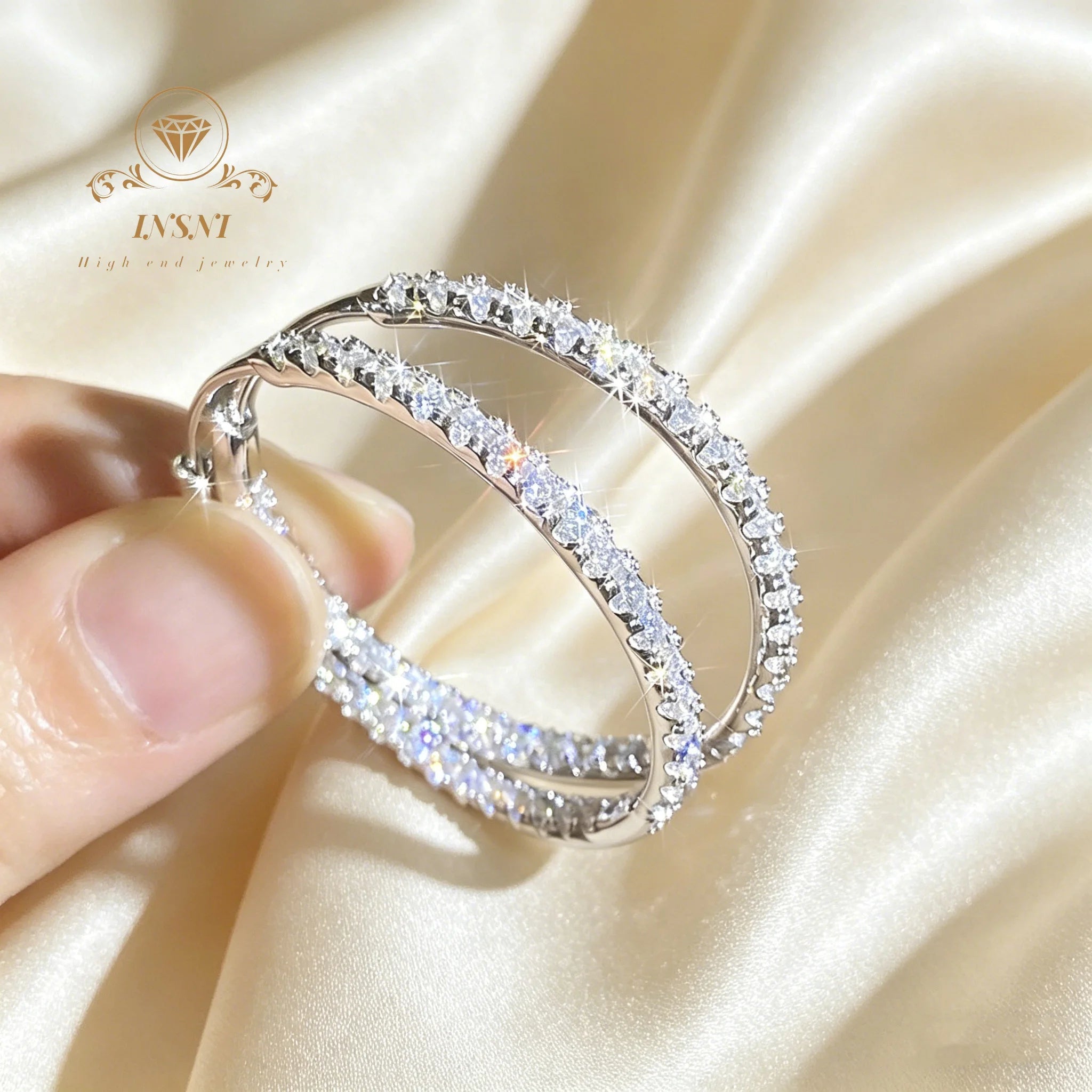 Full Diamond Moissanite S925 Sterling Silver Light Luxury French High-end Earrings Versatile Affordable Fashion Luxury Jewelry - Tara's Tiny Treasures