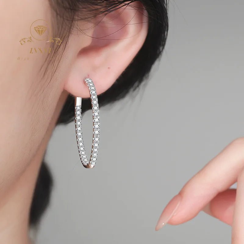 Full Diamond Moissanite S925 Sterling Silver Light Luxury French High-end Earrings Versatile Affordable Fashion Luxury Jewelry - Tara's Tiny Treasures