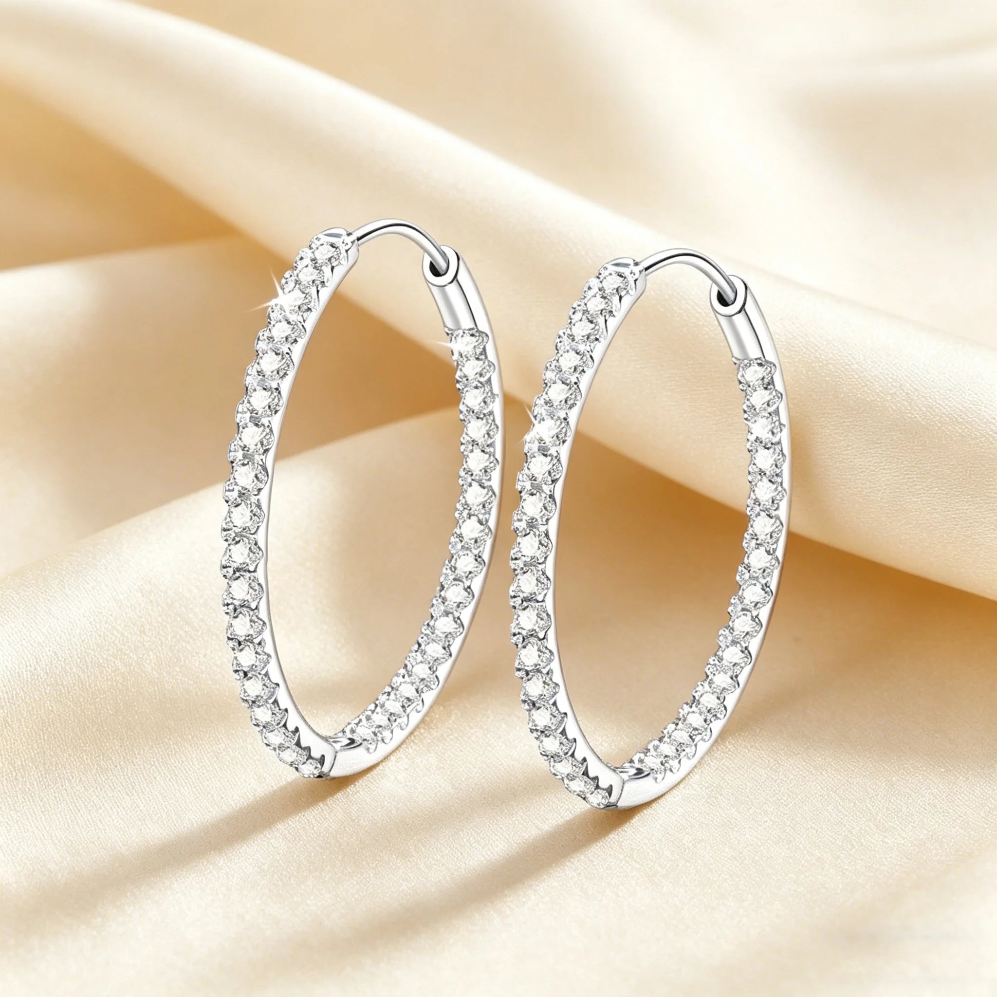Full Diamond Moissanite S925 Sterling Silver Light Luxury French High-end Earrings Versatile Affordable Fashion Luxury Jewelry - Tara's Tiny Treasures