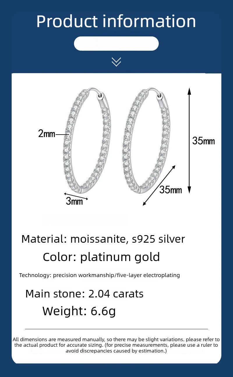 Full Diamond Moissanite S925 Sterling Silver Light Luxury French High-end Earrings Versatile Affordable Fashion Luxury Jewelry - Tara's Tiny Treasures