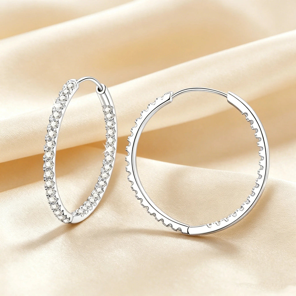 Full Diamond Moissanite S925 Sterling Silver Light Luxury French High-end Earrings Versatile Affordable Fashion Luxury Jewelry - Tara's Tiny Treasures