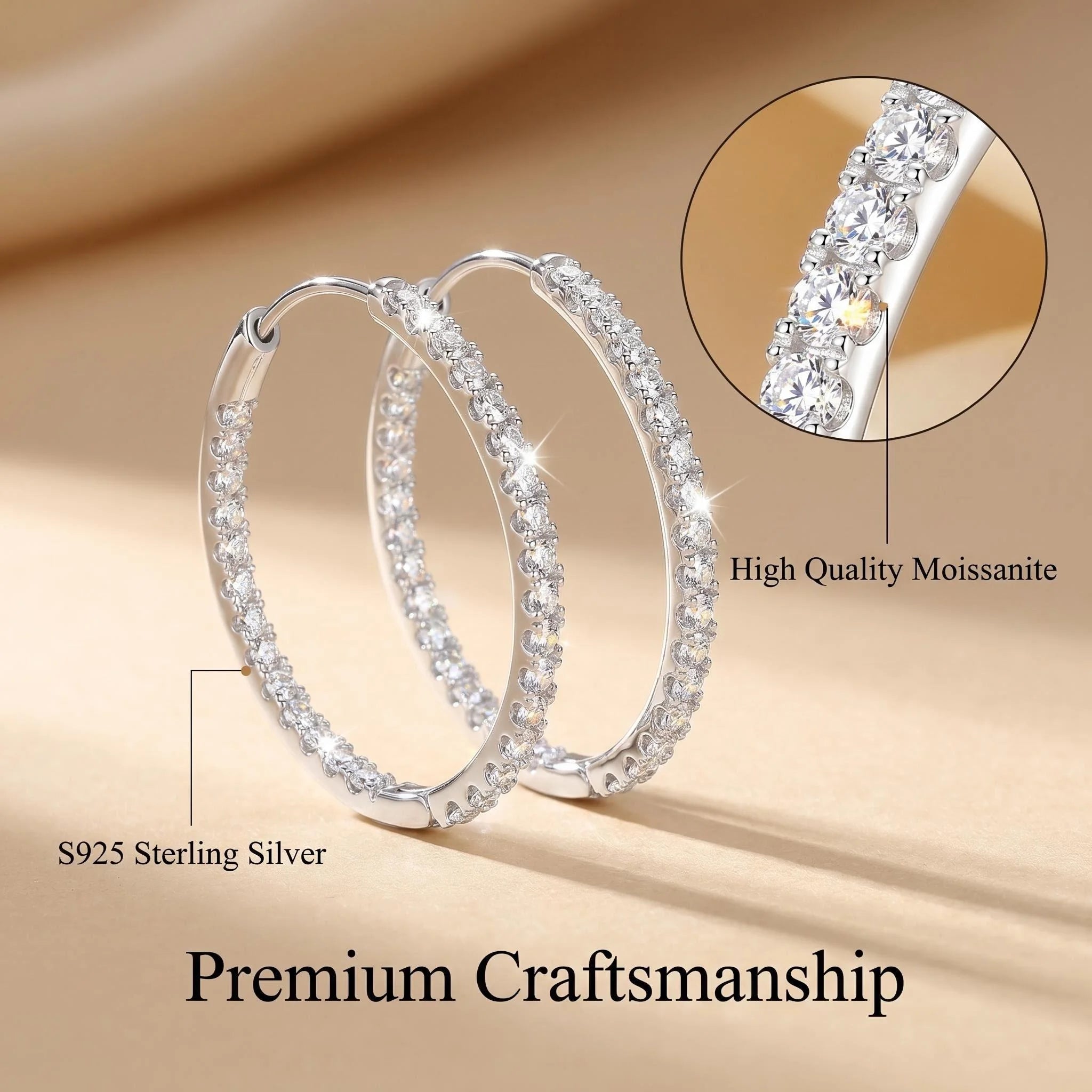 Full Diamond Moissanite S925 Sterling Silver Light Luxury French High-end Earrings Versatile Affordable Fashion Luxury Jewelry - Tara's Tiny Treasures