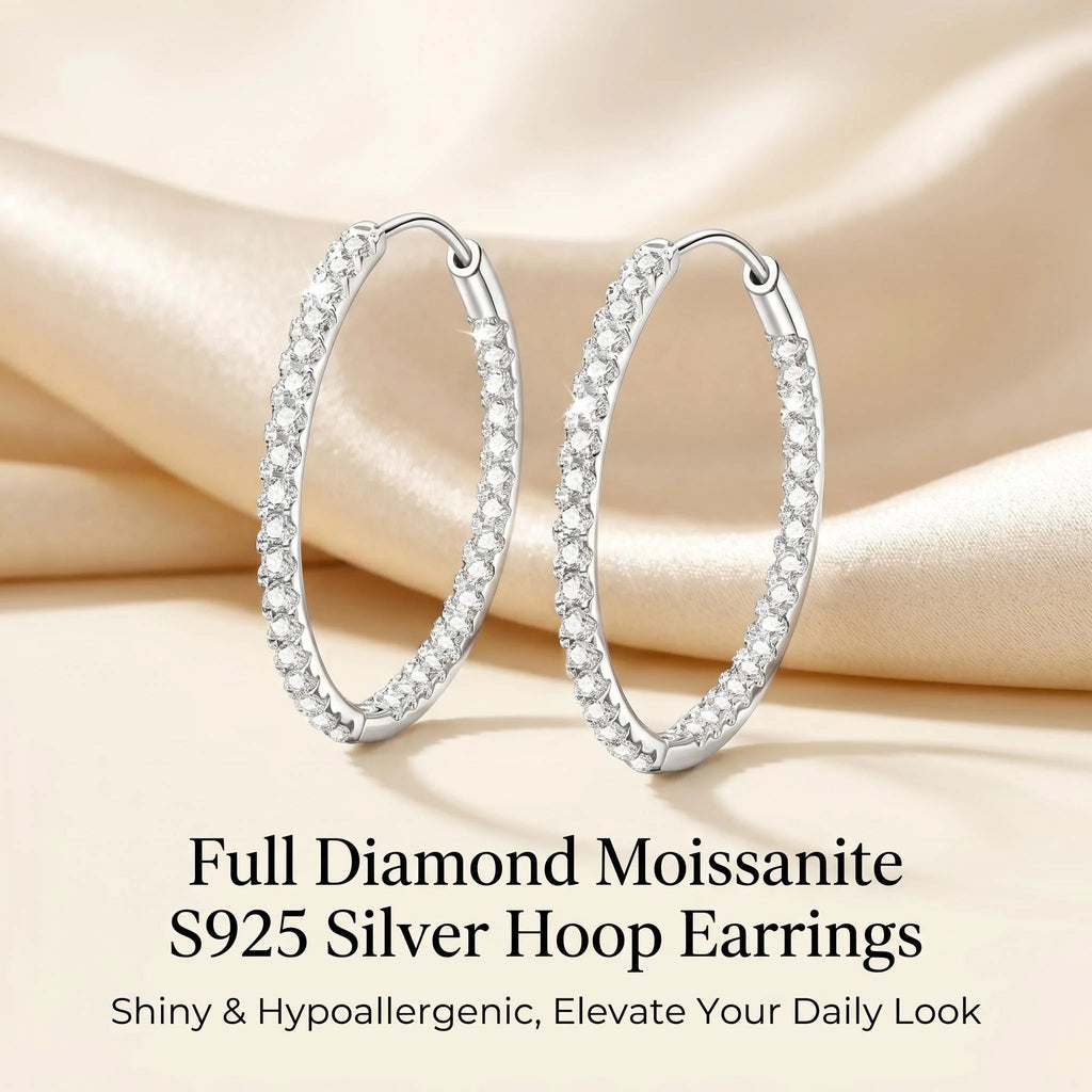Full Diamond Moissanite S925 Sterling Silver Light Luxury French High-end Earrings Versatile Affordable Fashion Luxury Jewelry - Tara's Tiny Treasures