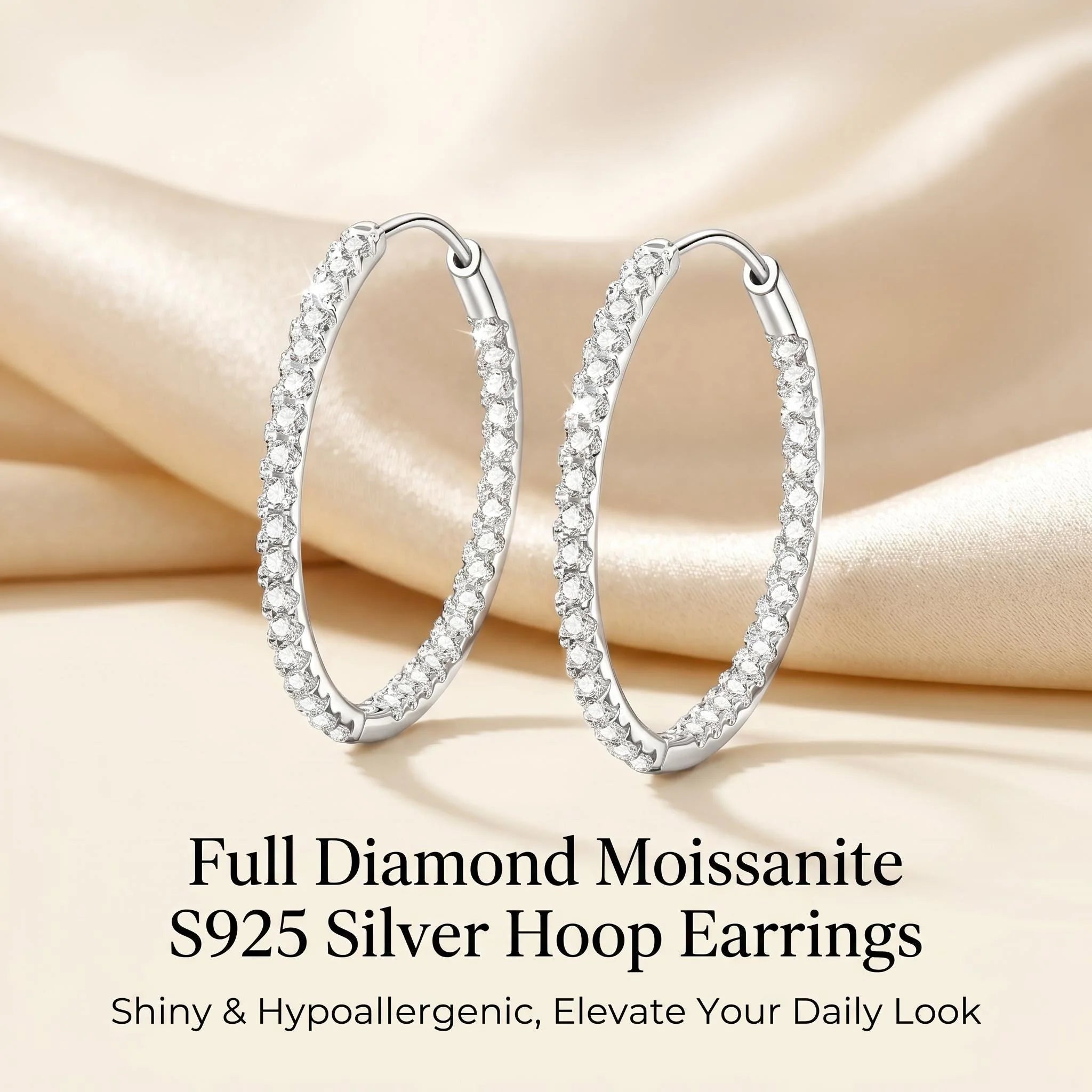 Full Diamond Moissanite S925 Sterling Silver Light Luxury French High-end Earrings Versatile Affordable Fashion Luxury Jewelry - Tara's Tiny Treasures