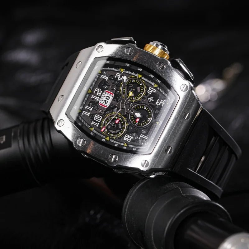 Fully automatic mechanical watch men's large dial men's trendy and fashionable wine barrel shaped mechanical watch sports men's - Tara's Tiny Treasures