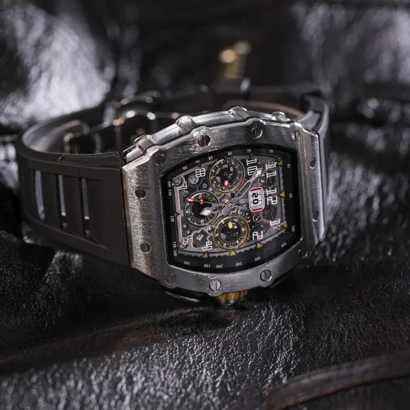 Fully automatic mechanical watch men's large dial men's trendy and fashionable wine barrel shaped mechanical watch sports men's - Tara's Tiny Treasures