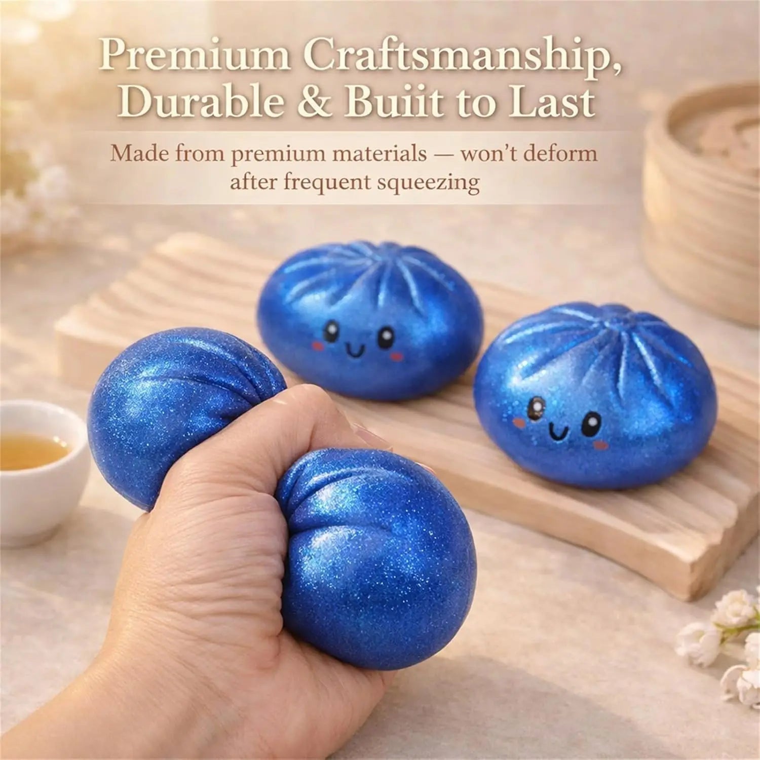 Glitter Dumpling Glitter Dumpling Squishy with Box Dumplings Sensory Squeeze Toy for Stress Relief - Tara's Tiny Treasures