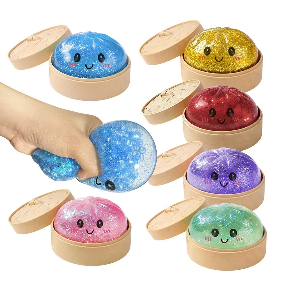 Glitter Dumpling Glitter Dumpling Squishy with Box Dumplings Sensory Squeeze Toy for Stress Relief Gifts - Tara's Tiny Treasures