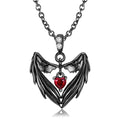 Gothic Punk Bat Wings and Heart Shaped Resin Pendant Necklace - Dark Fantasy Style Alloy Chain, Halloween Women’S Gift, Casual Fashion Accessories - Tara's Tiny Treasures