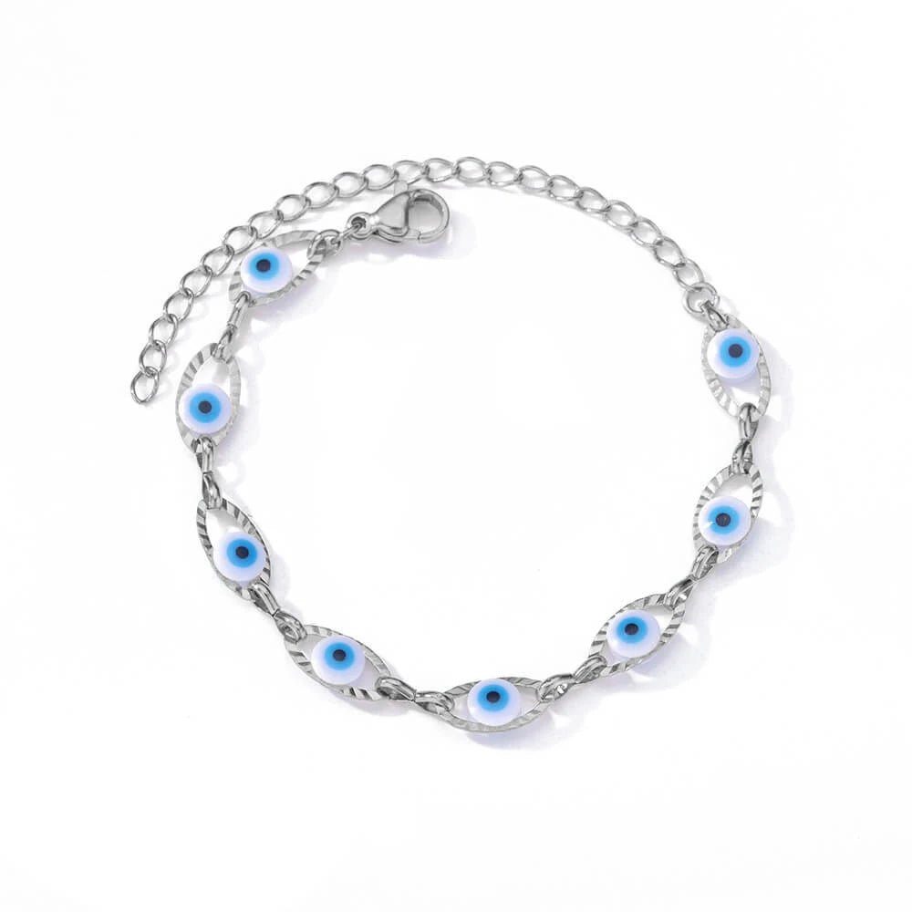 Gothic Rainbow Evil Eye Bracelets For Women Stainless Steel Gold Color Turkish Demon Chain Charm Bracelet Summer Beach Jewelry - Tara's Tiny Treasures