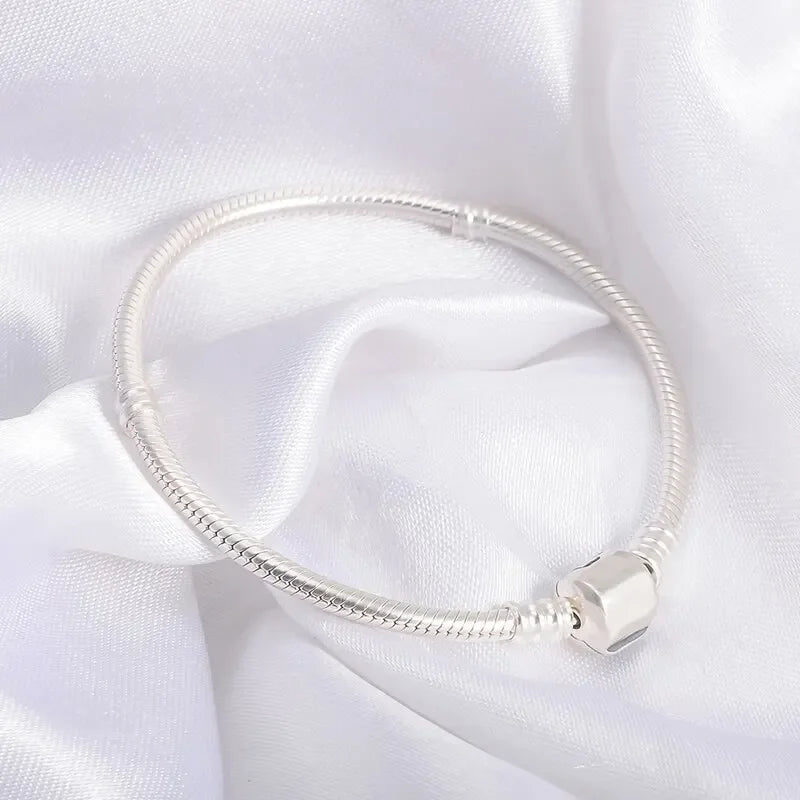 Handmade Original Fine Jewelry 925 Silver Charm Bracelet Soft Smooth Snake Bone Bracelets for Women - Tara's Tiny Treasures