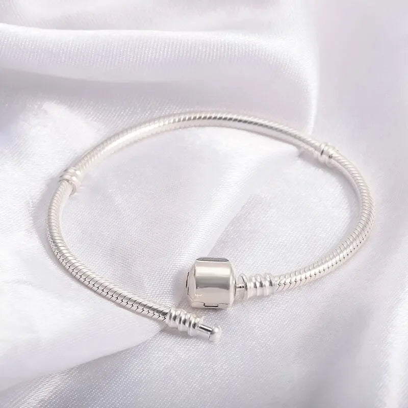 Handmade Original Fine Jewelry 925 Silver Charm Bracelet Soft Smooth Snake Bone Bracelets for Women - Tara's Tiny Treasures