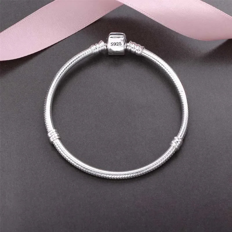 Handmade Original Fine Jewelry 925 Silver Charm Bracelet Soft Smooth Snake Bone Bracelets for Women - Tara's Tiny Treasures