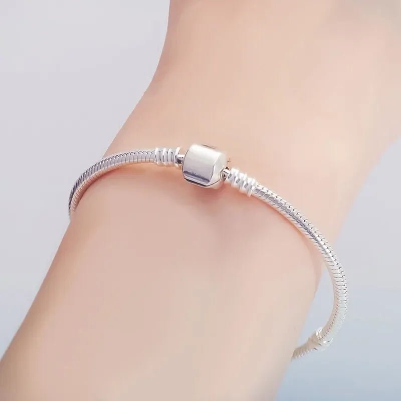 Handmade Original Fine Jewelry 925 Silver Charm Bracelet Soft Smooth Snake Bone Bracelets for Women - Tara's Tiny Treasures