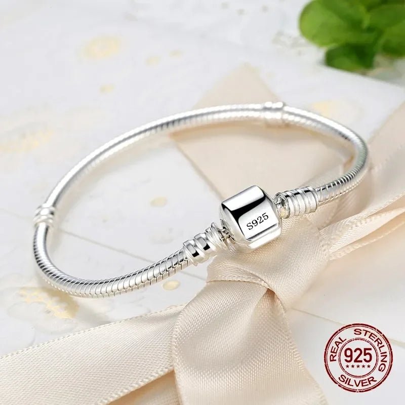 Handmade Original Fine Jewelry 925 Silver Charm Bracelet Soft Smooth Snake Bone Bracelets for Women - Tara's Tiny Treasures