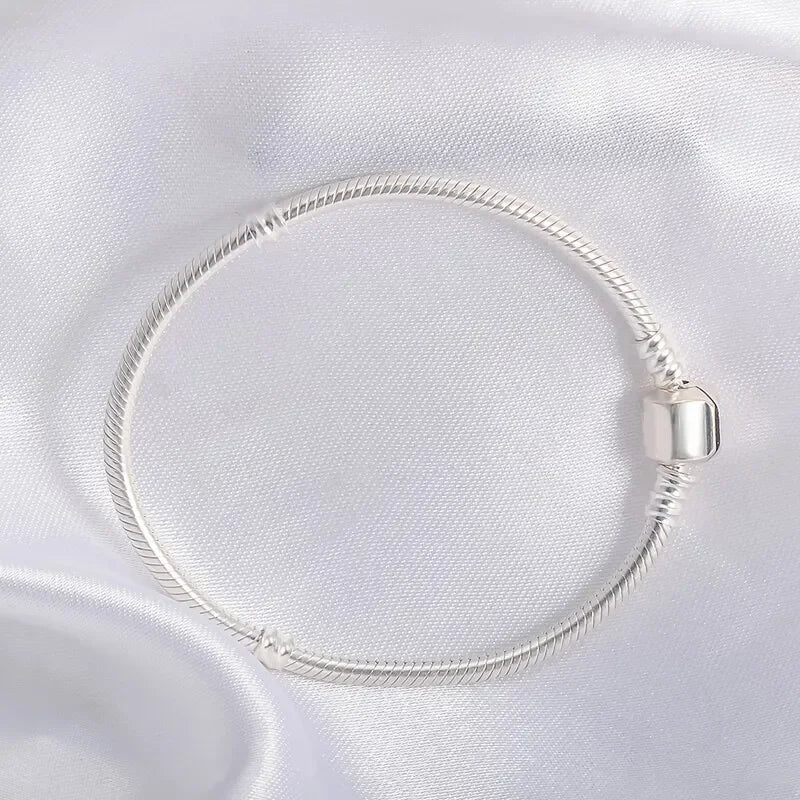 Handmade Original Fine Jewelry 925 Silver Charm Bracelet Soft Smooth Snake Bone Bracelets for Women - Tara's Tiny Treasures