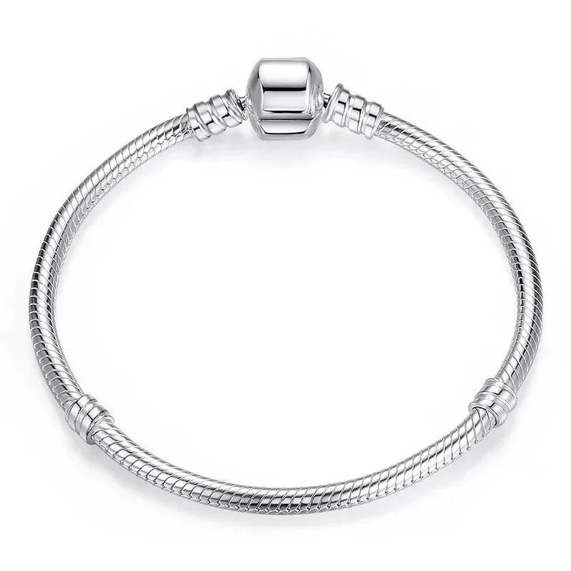 Handmade Original Fine Jewelry 925 Sterling Silver Charm Bracelet Soft Smooth Snake Bone Bracelets For Women - Tara's Tiny Treasures