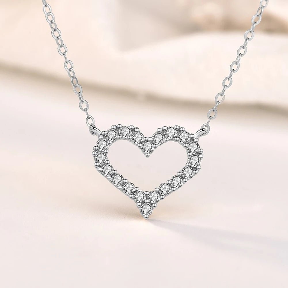 Heart Shape Moissanite Diamond Jewelry Set for Women 925 Sterling Silver Plated 18k Gold Neckchain Pendant Necklace Stud Earring - Tara's Tiny Treasures