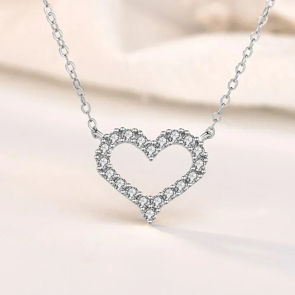 Heart Shape Moissanite Diamond Jewelry Set for Women 925 Sterling Silver Plated 18k Gold Neckchain Pendant Necklace Stud Earring - Tara's Tiny Treasures