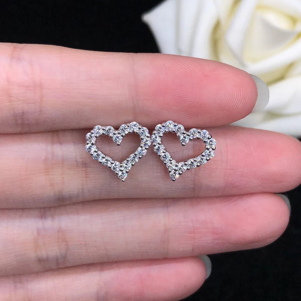 Heart Shape Moissanite Diamond Jewelry Set for Women 925 Sterling Silver Plated 18k Gold Neckchain Pendant Necklace Stud Earring - Tara's Tiny Treasures