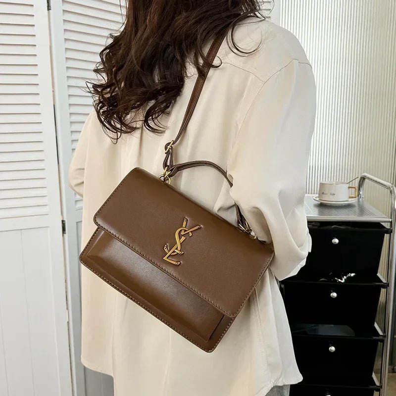 High-End Leather Women Diaper Bag Classic Designer Paris Casual Simple Vintage Trendy Design with Adjustable Shoulder Strap - Tara's Tiny Treasures