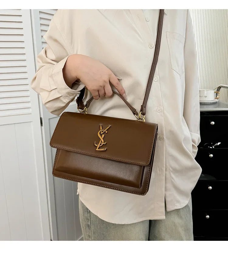 High-End Leather Women Diaper Bag Classic Designer Paris Casual Simple Vintage Trendy Design with Adjustable Shoulder Strap - Tara's Tiny Treasures