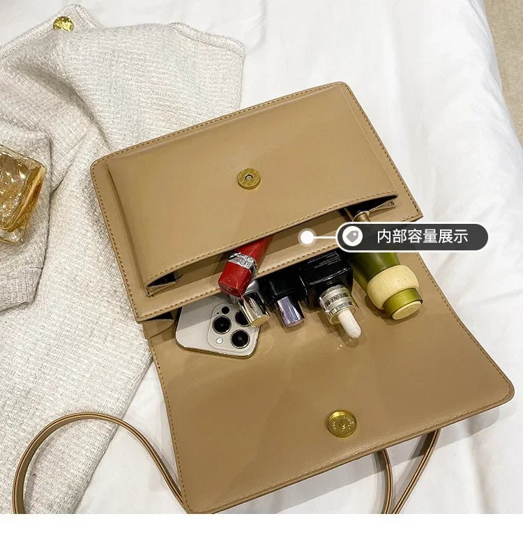 High-End Leather Women Diaper Bag Classic Designer Paris Casual Simple Vintage Trendy Design with Adjustable Shoulder Strap - Tara's Tiny Treasures