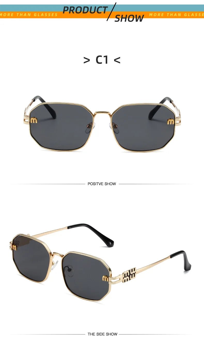 High Quality Rectangle Sunglasses Fashion Brand Designer Vintage Glasses Metal Frame Eyewear UV400 Gafas De Sol Mujer 308393 - Tara's Tiny Treasures