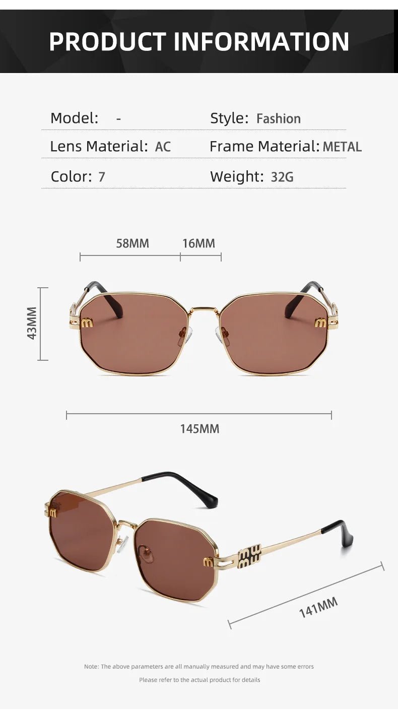 High Quality Rectangle Sunglasses Fashion Brand Designer Vintage Glasses Metal Frame Eyewear UV400 Gafas De Sol Mujer 308393 - Tara's Tiny Treasures