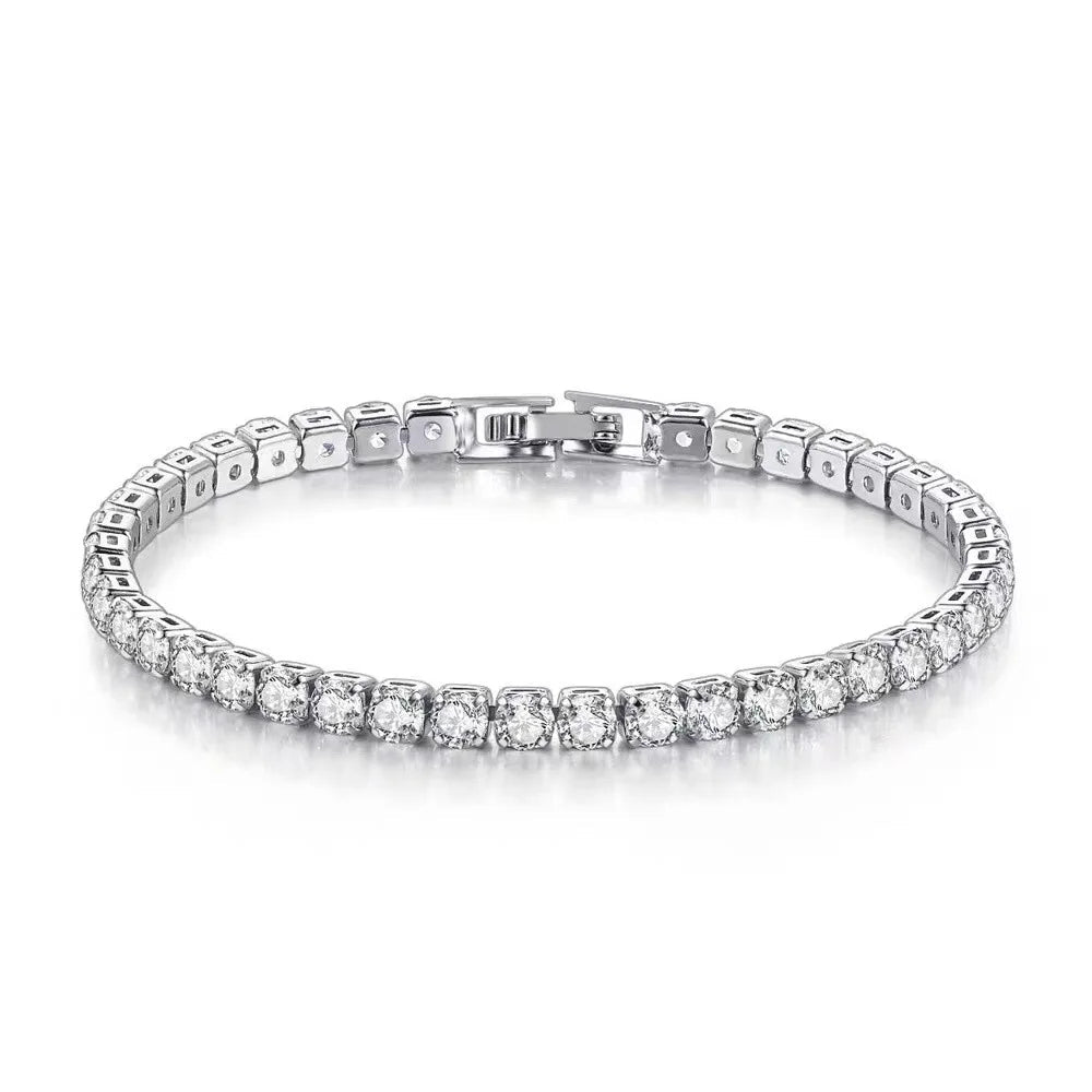 High Quality S925 Silver Platinum Plated Moissanite Bracelet Sparkling Personality Wedding Jewelry Gift Charm Bracelet For Women - Tara's Tiny Treasures
