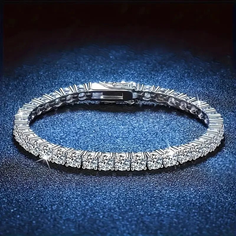 High Quality S925 Silver Platinum Plated Moissanite Bracelet Sparkling Personality Wedding Jewelry Gift Charm Bracelet For Women - Tara's Tiny Treasures
