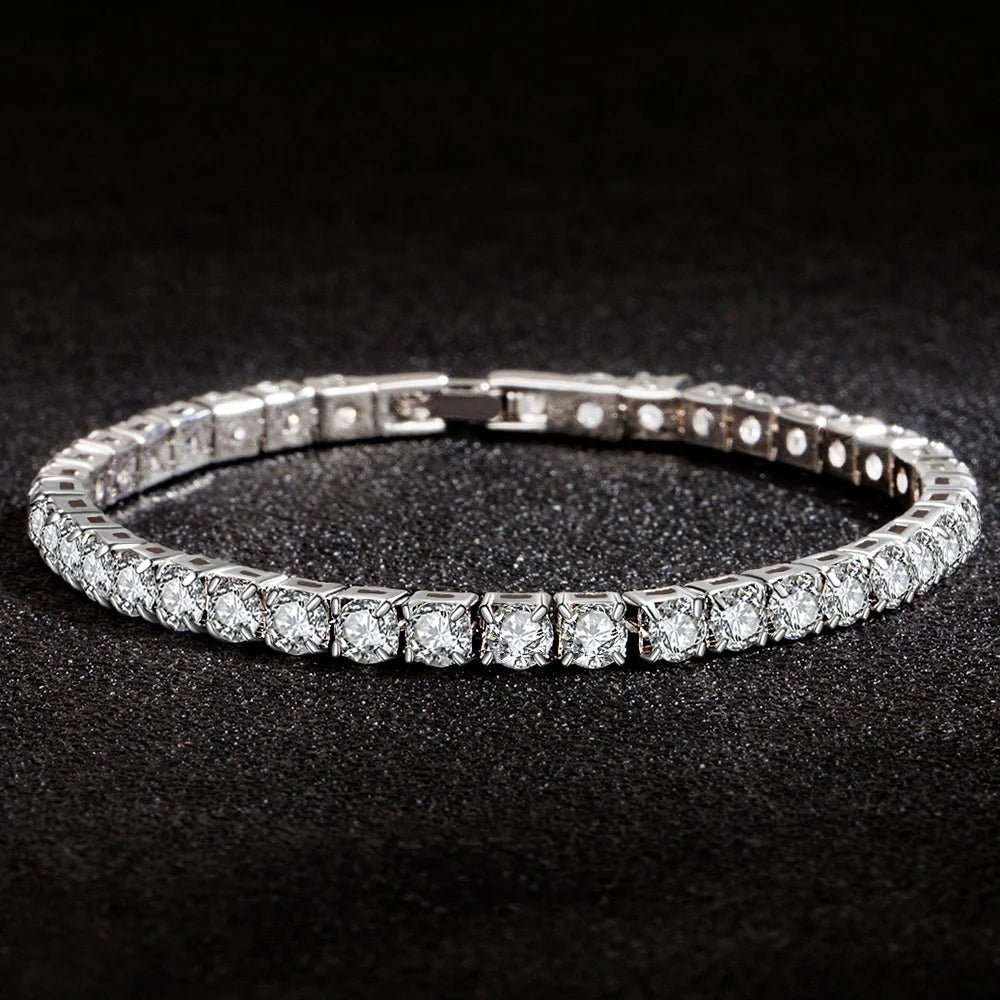 High Quality S925 Silver Platinum Plated Moissanite Bracelet Sparkling Personality Wedding Jewelry Gift Charm Bracelet For Women - Tara's Tiny Treasures