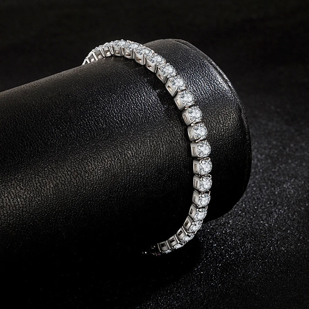 High Quality S925 Silver Platinum Plated Moissanite Bracelet Sparkling Personality Wedding Jewelry Gift Charm Bracelet For Women - Tara's Tiny Treasures