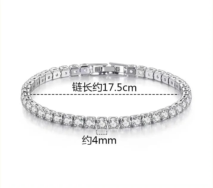 High Quality S925 Silver Platinum Plated Moissanite Bracelet Sparkling Personality Wedding Jewelry Gift Charm Bracelet For Women - Tara's Tiny Treasures