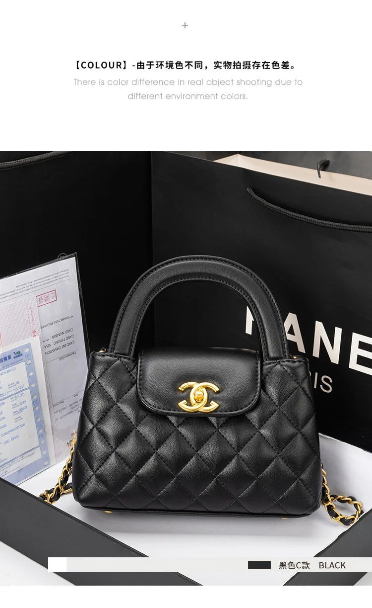 High-texture leather portable small square bag 2026 new fashionable versatile light luxury bag - Tara's Tiny Treasures