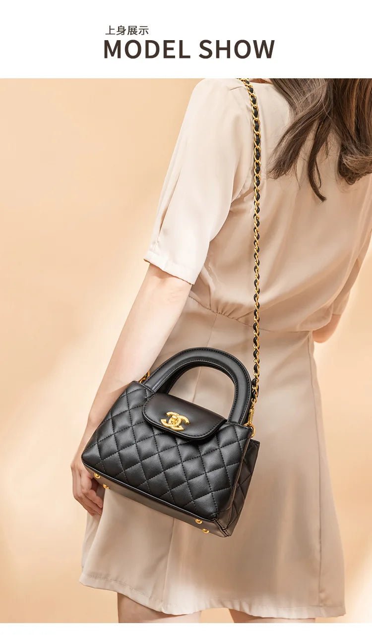 High-texture leather portable small square bag 2026 new fashionable versatile light luxury bag - Tara's Tiny Treasures