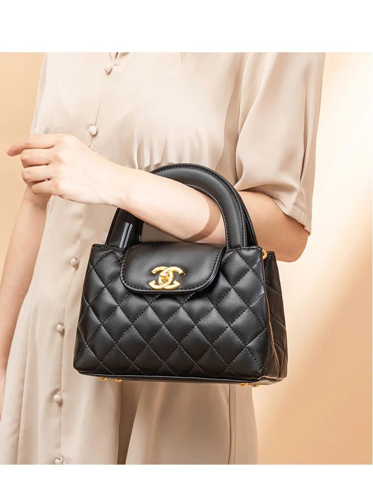 High-texture leather portable small square bag 2026 new fashionable versatile light luxury bag - Tara's Tiny Treasures