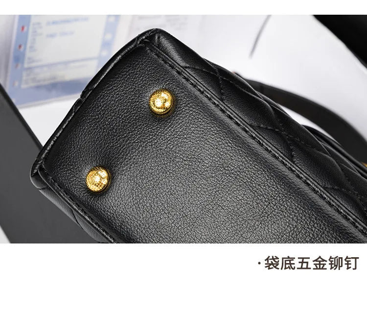High-texture leather portable small square bag 2026 new fashionable versatile light luxury bag - Tara's Tiny Treasures