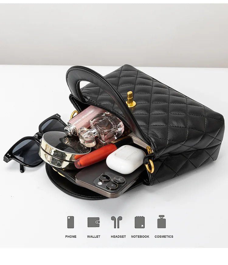 High-texture leather portable small square bag 2026 new fashionable versatile light luxury bag - Tara's Tiny Treasures