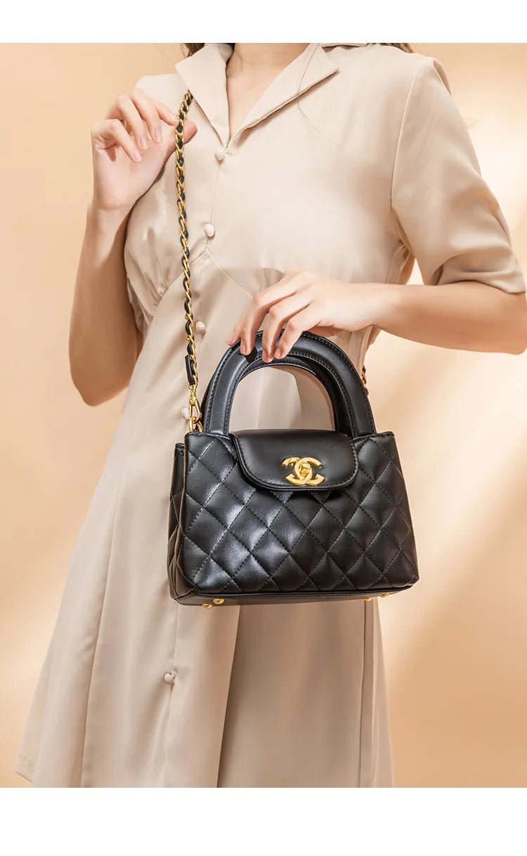 High-texture leather portable small square bag 2026 new fashionable versatile light luxury bag - Tara's Tiny Treasures