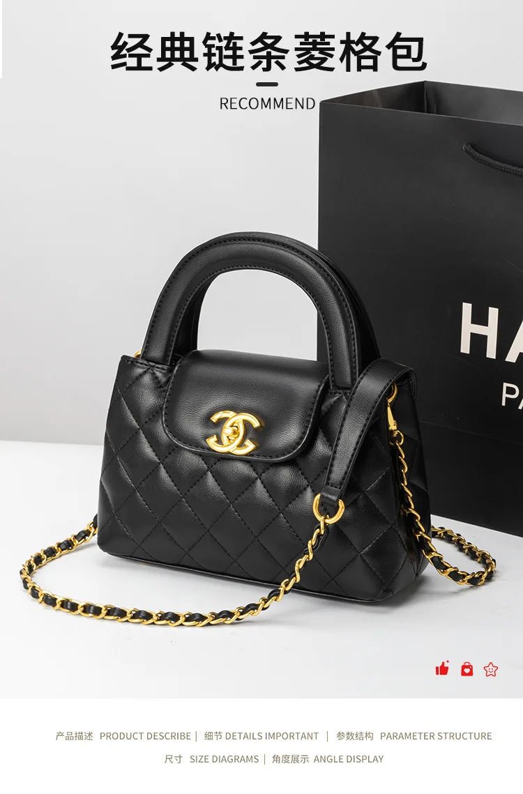High-texture leather portable small square bag 2026 new fashionable versatile light luxury bag - Tara's Tiny Treasures